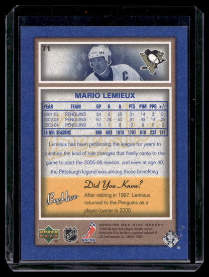 2005-06 Upper Deck Bee Hive - Blue - Mario Lemieux #71