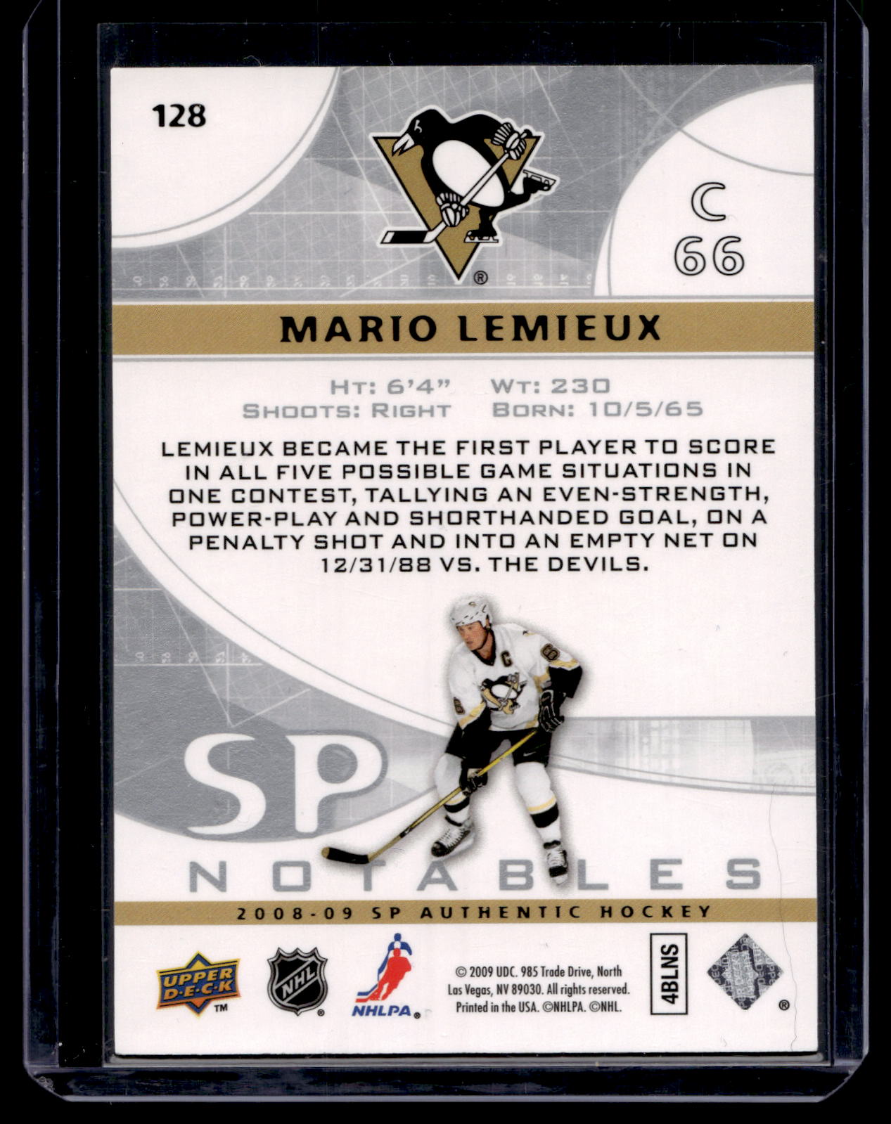 2008-09 Upper Deck SP Authentic - SP Notables - Mario Lemieux #128 /999
