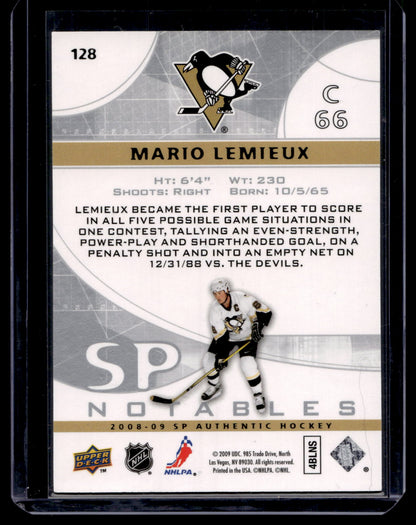 2008-09 Upper Deck SP Authentic - SP Notables - Mario Lemieux #128 /999