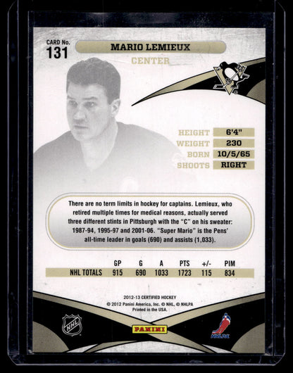 2012-13 Panini Certified - Immortals - Mario Lemieux #131 /999
