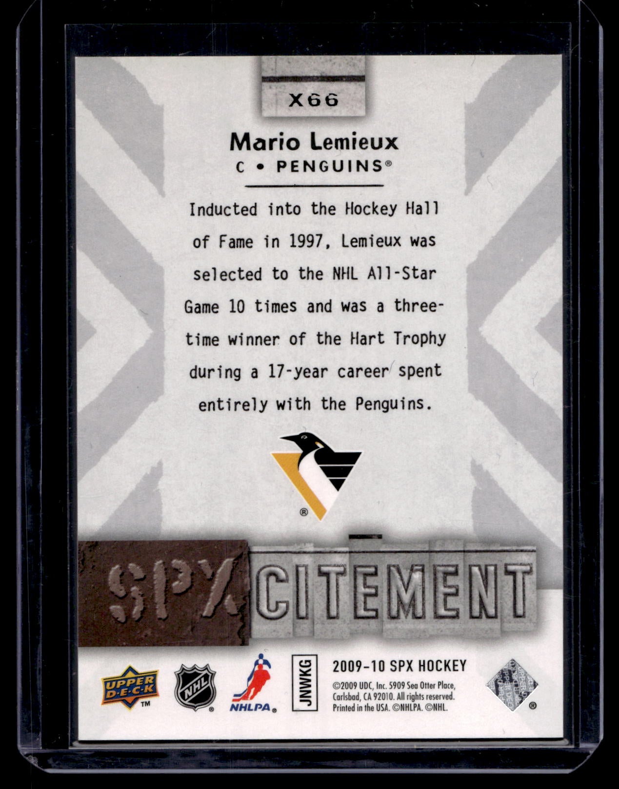 2009-10 Upper Deck SPx - SPXcitement - Mario Lemieux #X66 /999