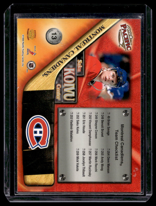 1998-99 Pacific - Team Checklist - Saku Koivu #13