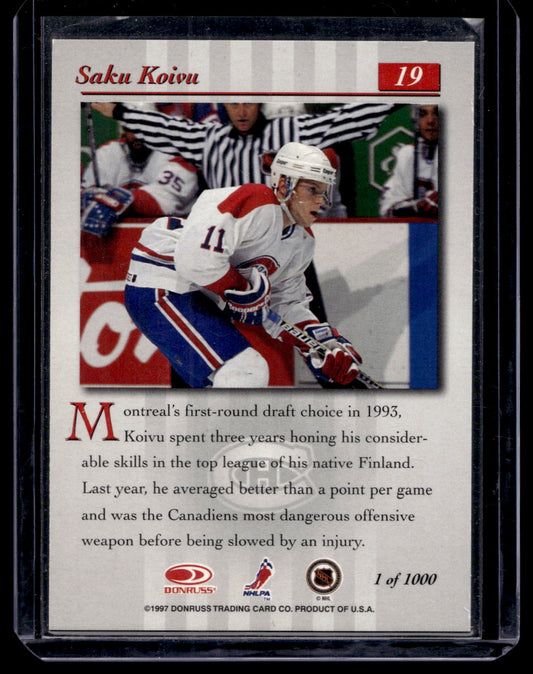 1997-98 Donruss Studio - Silver Press Proof - Saku Koivu #19 /1000
