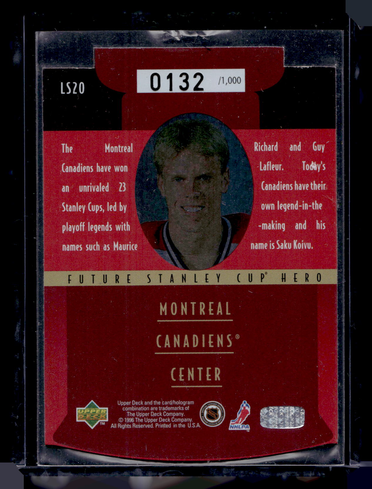 1996-97 Upper Deck - Lord Stanley's Heroes - Semifinals - Saku Koivu #LS20 /1000