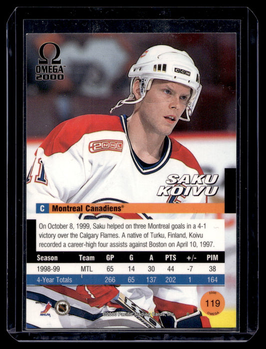1999-00 Pacific Omega - Gold - Saku Koivu #119 /299