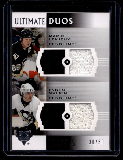 2007-08 Upper Deck Ultimate Collection - Ultimate Duos Jerseys - Mario Lemieux / Evgeni Malkin #UJ2-ME/50