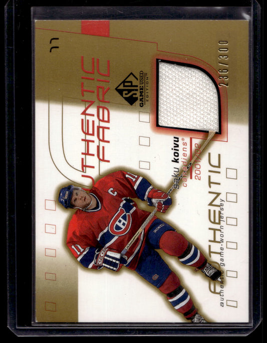 2001-02 Upper Deck SP Game Used Edition - Authentic Fabric - Gold - Saku Koivu #AF-SK /300