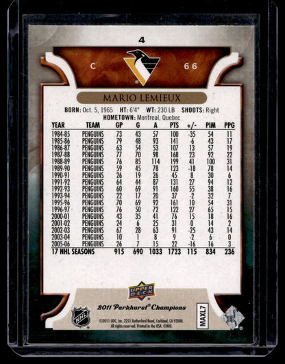 2011-12 Upper Deck Parkhurst Champions - Mario Lemieux #4