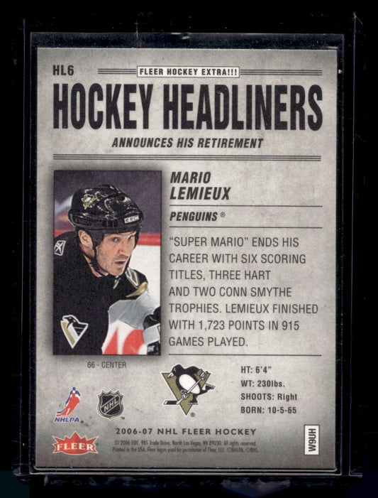 2006-07 Fleer - Hockey Headliners - Mario Lemieux #HL6