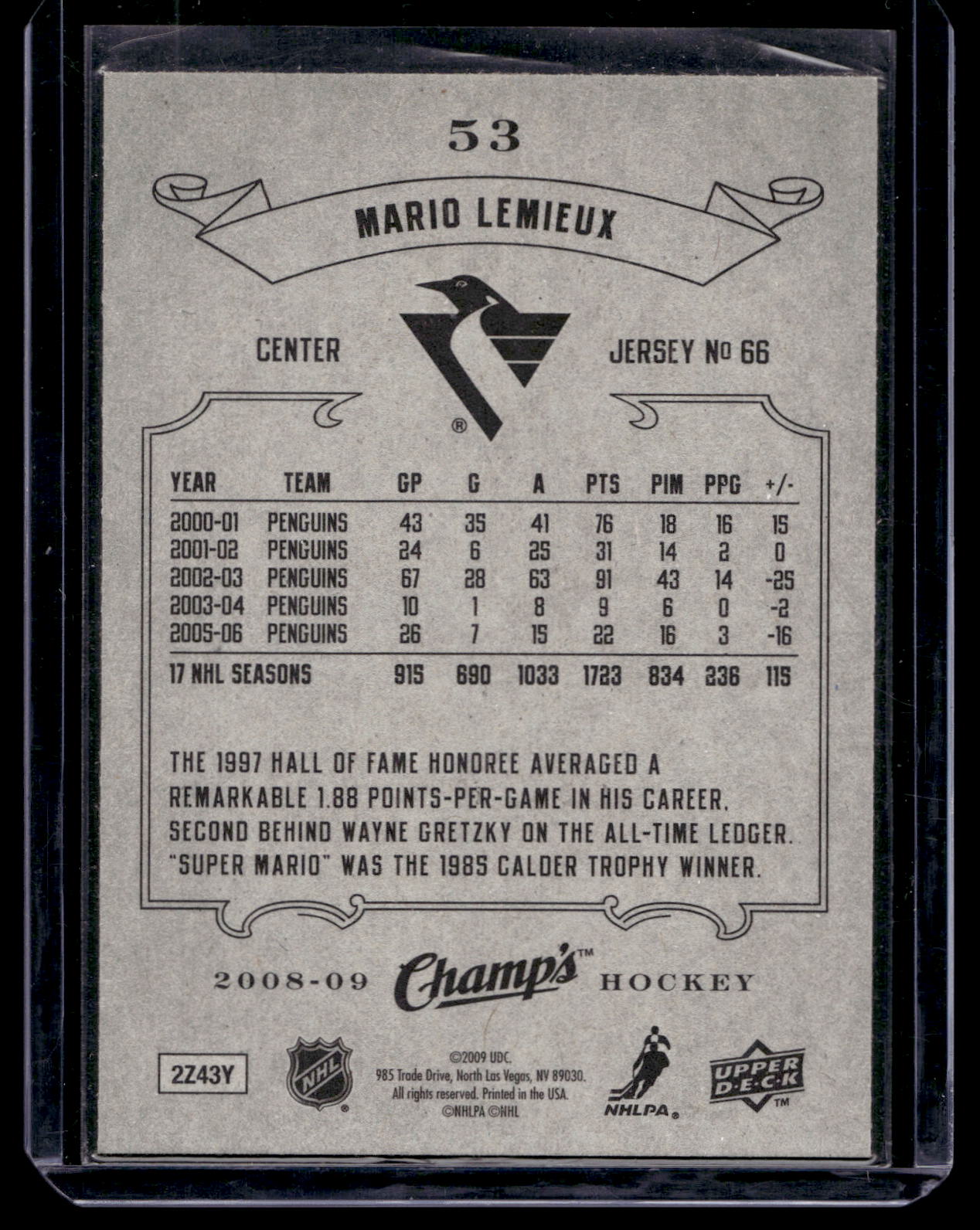 2008-09 Upper Deck Champ's - Mario Lemieux #53