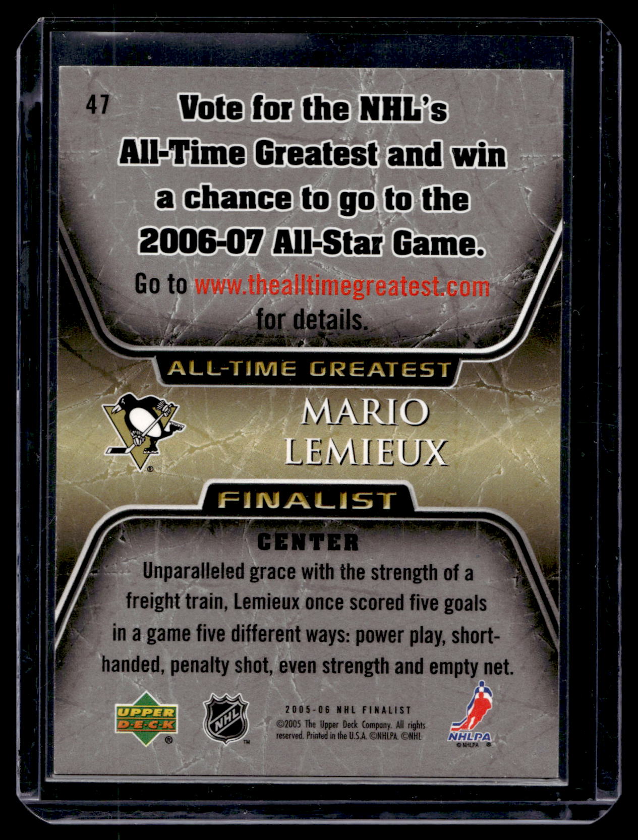2005-06 Upper Deck NHL Finalist - Mario Lemieux #47